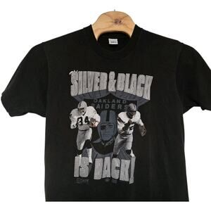 VTG 1980s Bo Jackson Rap Tee XL Raiders Marcus Allen Faded Salem Black